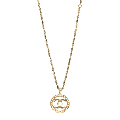 Chanel Pearl CC Round Pendant Necklace Gold 1 of 6