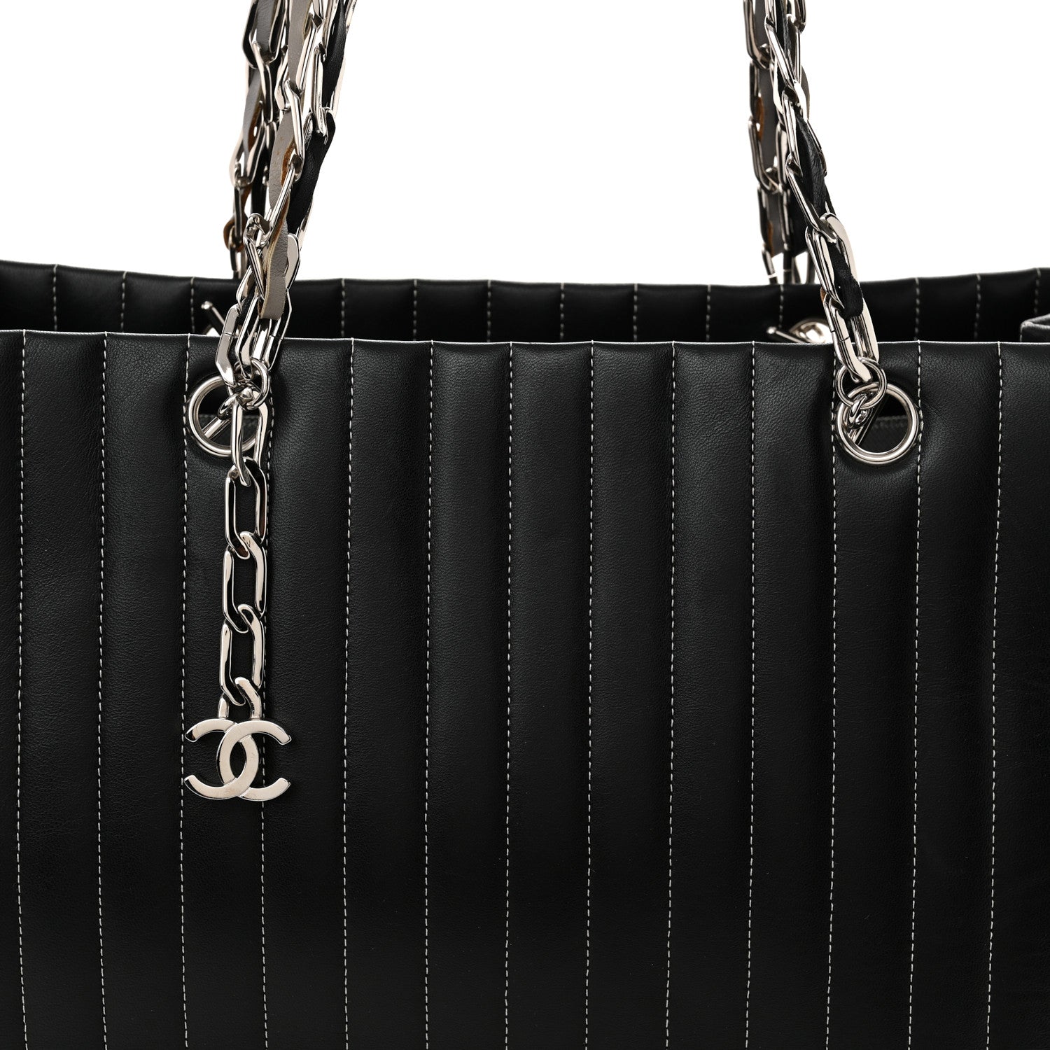 Chanel Lambskin Vertical Quilted Large Mademoiselle Tote Black 8 of 10