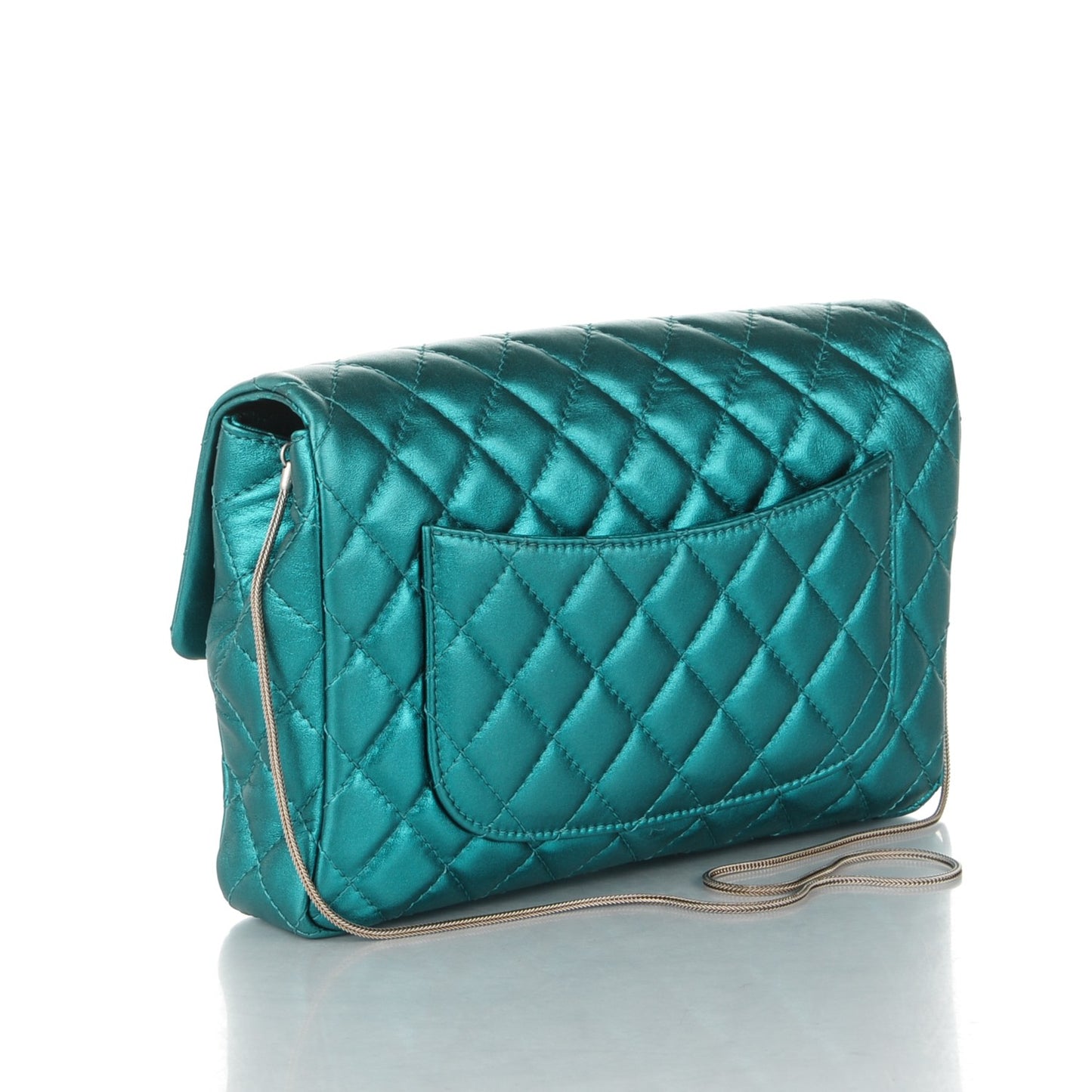 Metallic Calfskin Quilted Snake Chain 2.55 Reissue Flap Turquoise