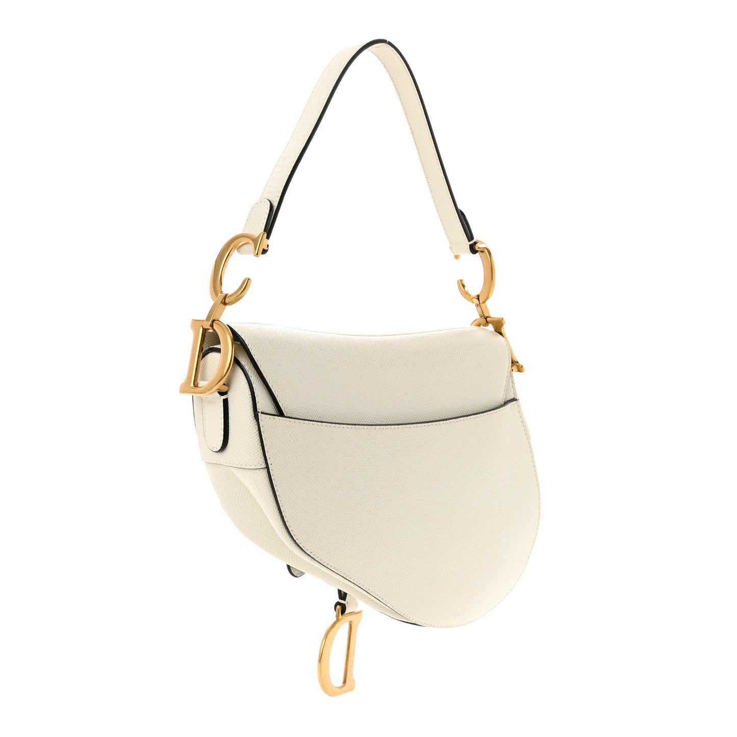 Grained Calfskin Saddle Bag White