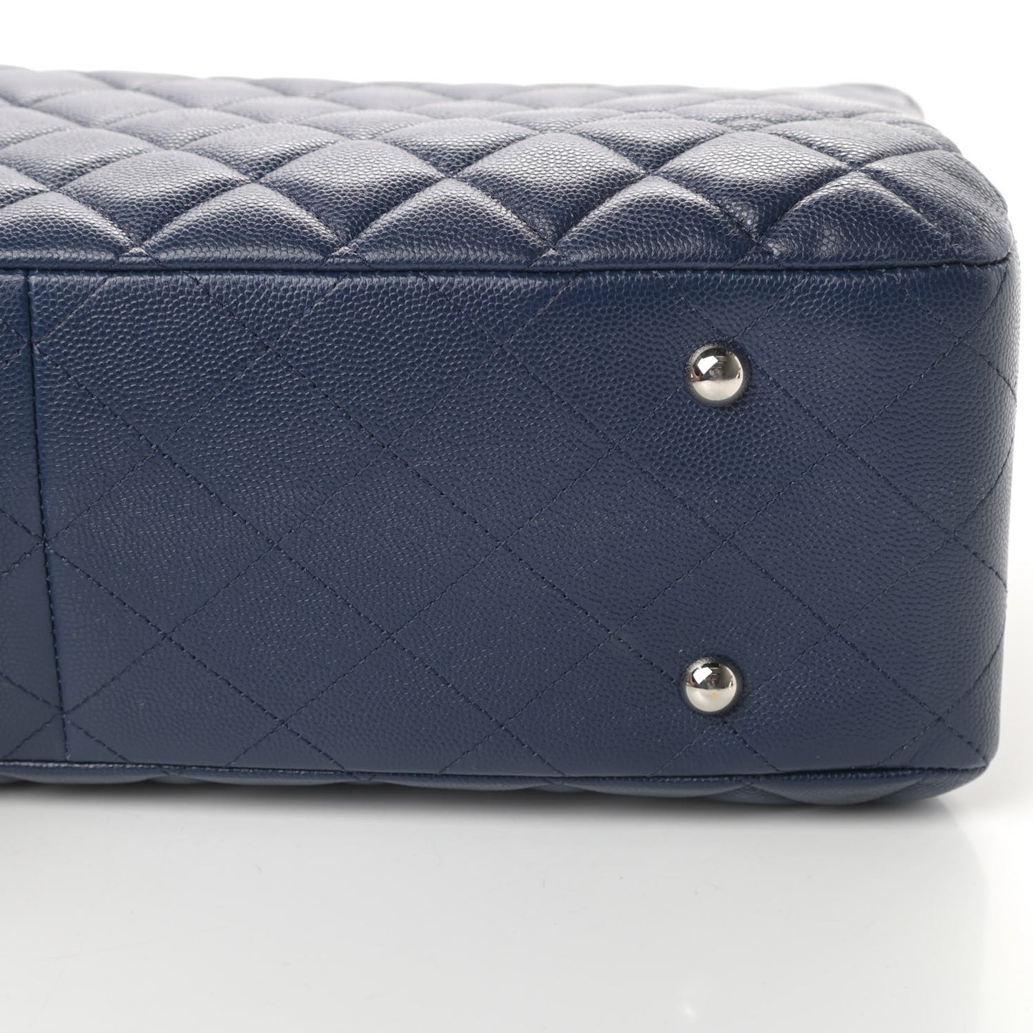 Caviar Quilted Large CC Shopping Tote Navy