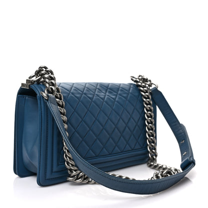 Chanel Lambskin Quilted Medium Boy Flap Blue 3 of 9