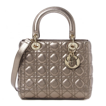 Christian Dior Metallic Calfskin Cannage Medium Lady Dior Gold 1 of 8
