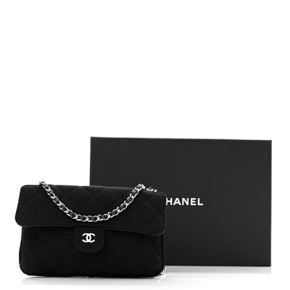 Chanel Jersey Fabric Quilted Foldable Tote With Chain Black Multicolor 18 of 18