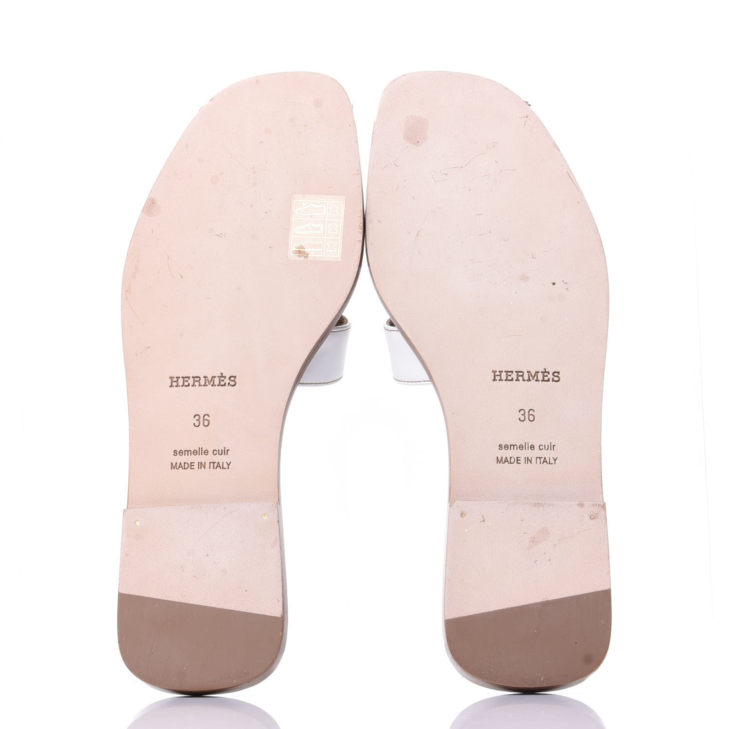 Hermes Box Calfskin Oran Sandals 36 White 7 of 11
