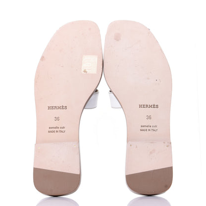 Hermes Box Calfskin Oran Sandals 36 White 7 of 11