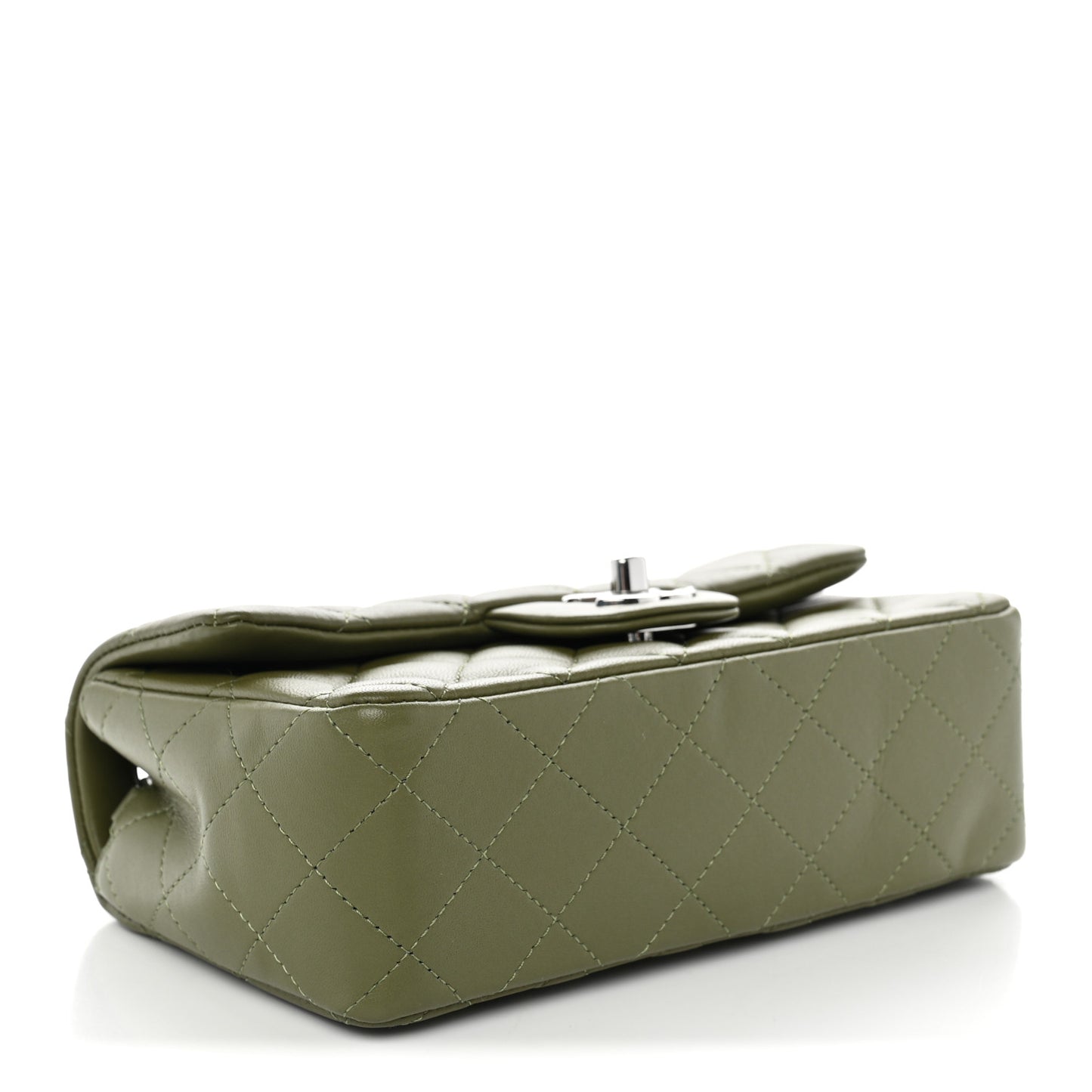 Lambskin Quilted Mini Rectangular Flap Green