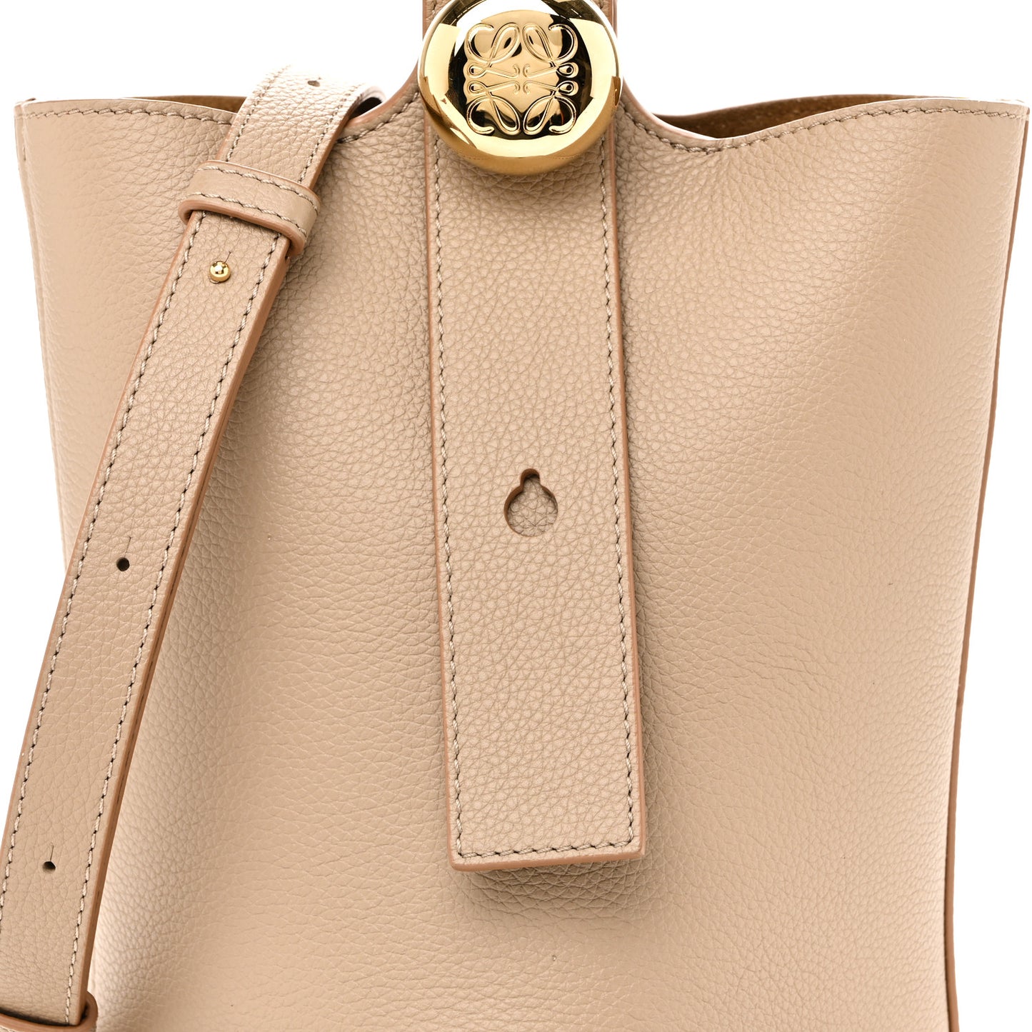 Soft Grained Calfskin Mini Pebble Bucket Bag Sand