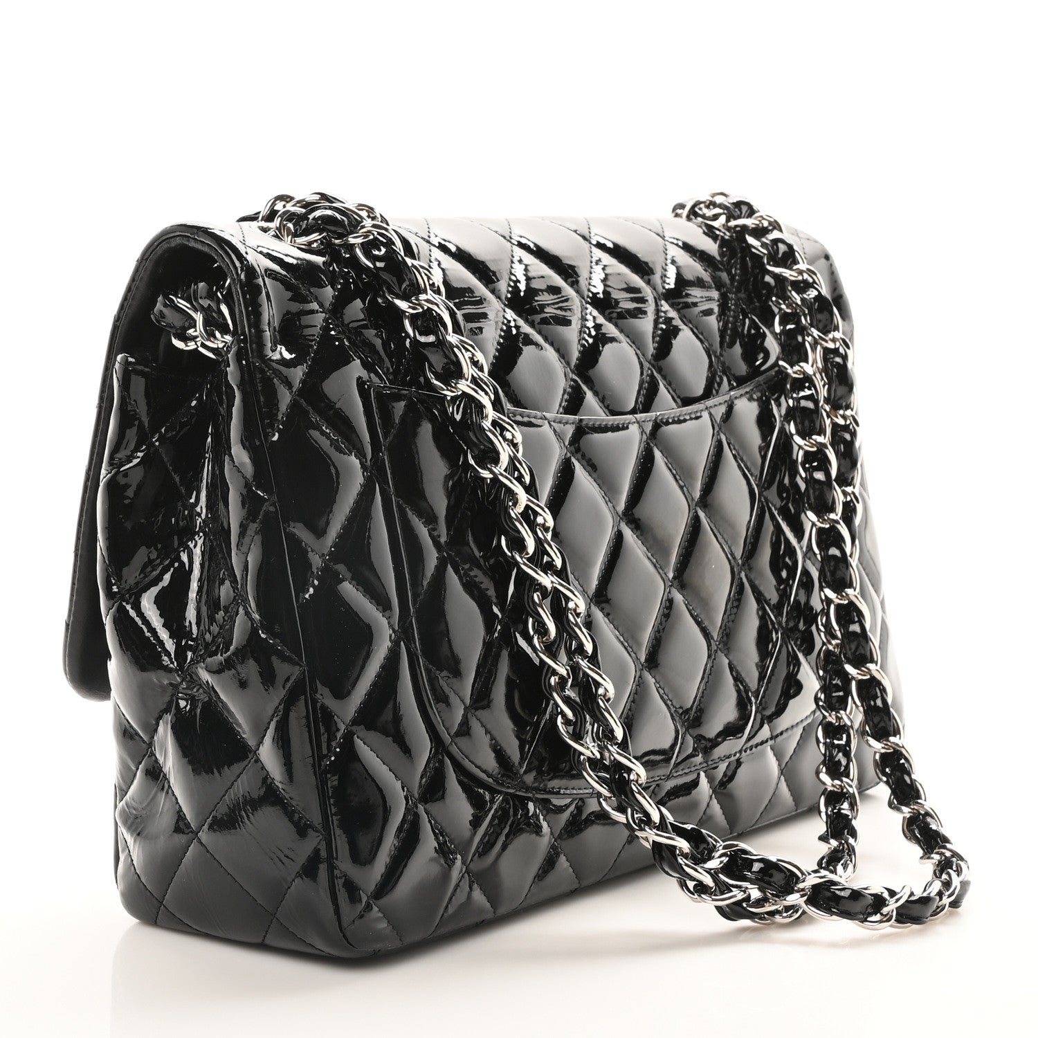Chanel Patent Quilted Jumbo Double Flap Black 3 of 10