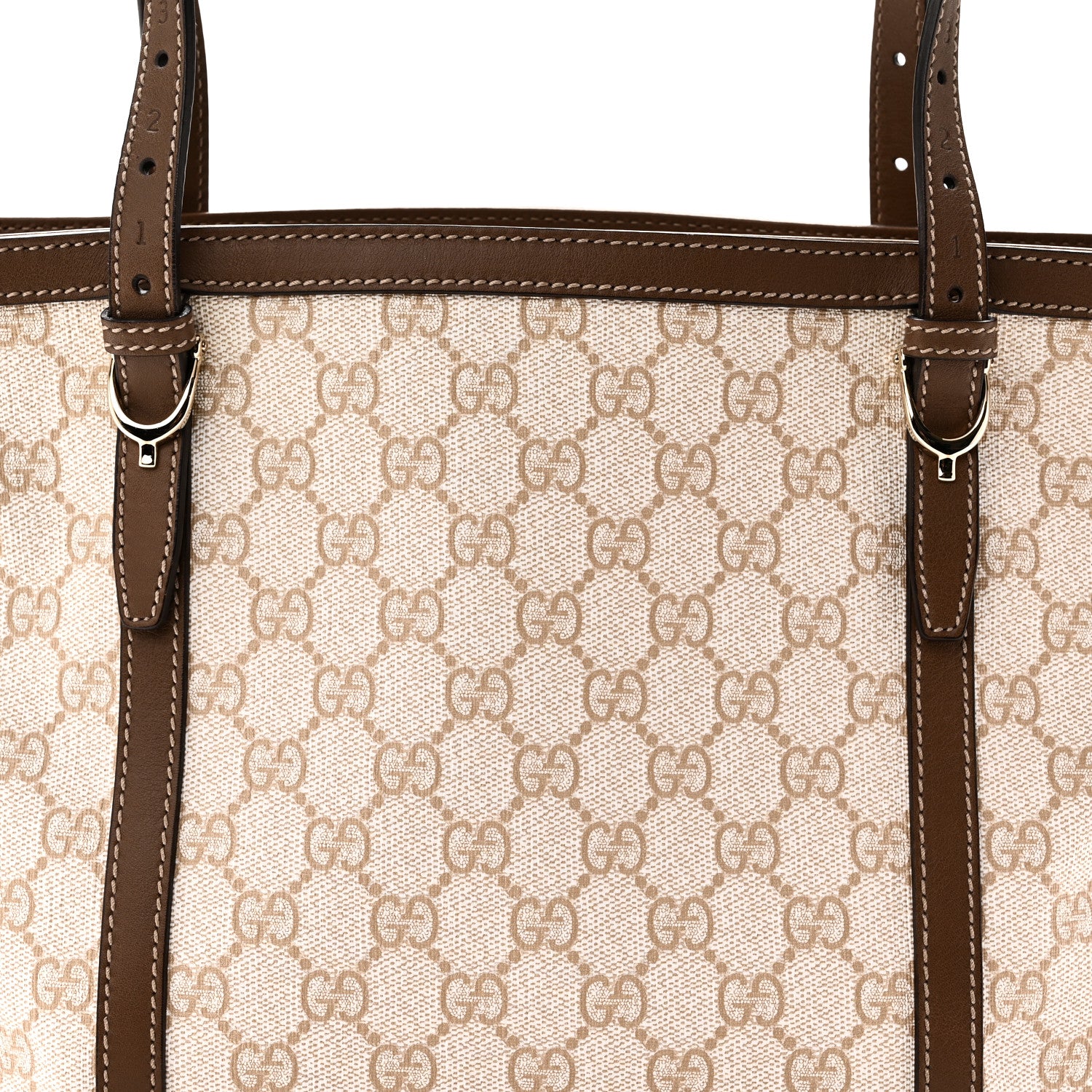 Gucci GG Supreme Monogram Calfskin Small Nice Tote New Mystic White Beige Brown 8 of 10