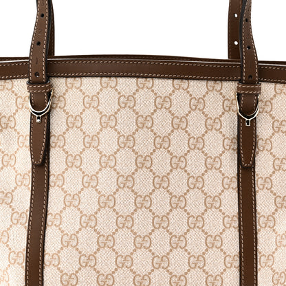 Gucci GG Supreme Monogram Calfskin Small Nice Tote New Mystic White Beige Brown 8 of 10