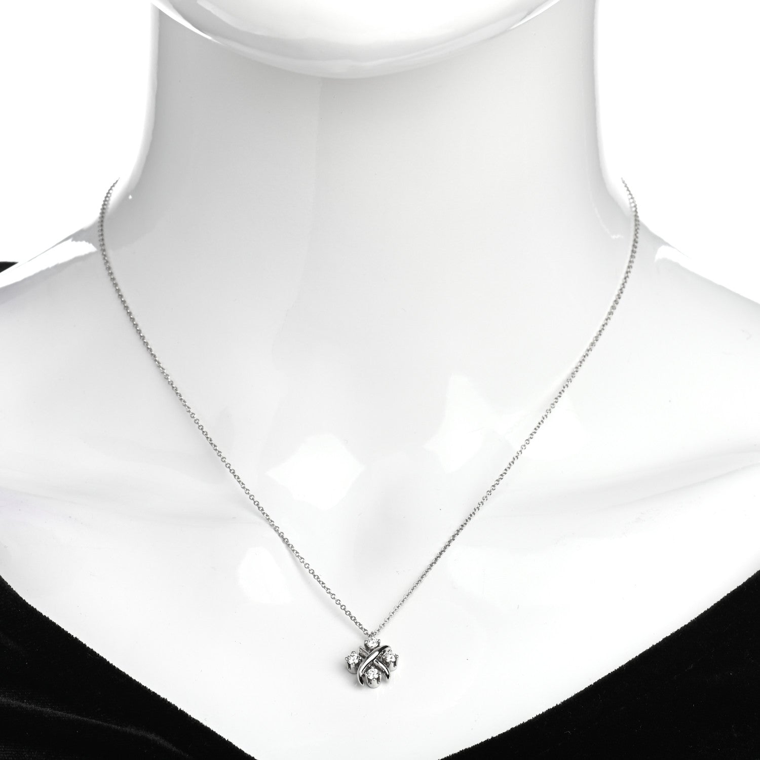 Tiffany Platinum Diamond Schlumberger Lynn Pendant Necklace 2 of 5