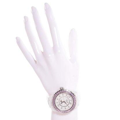 Chanel Stainless Steel Ceramic Diamond Pink Sapphire 42mm J12 Automatic Watch White 2 of 7