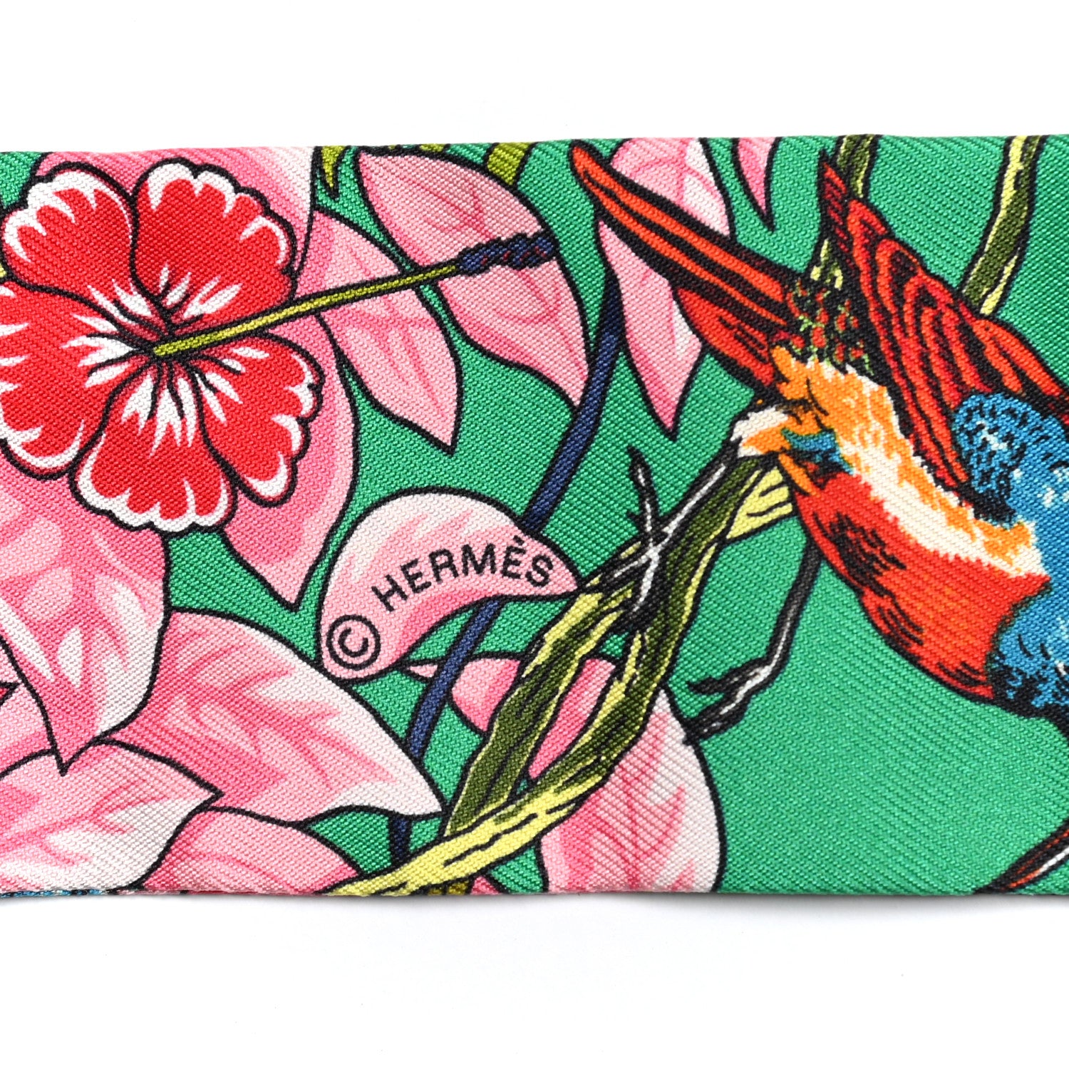 Hermes Silk Jungle Love Love Twilly Emeraude Rose Brun 3 of 4