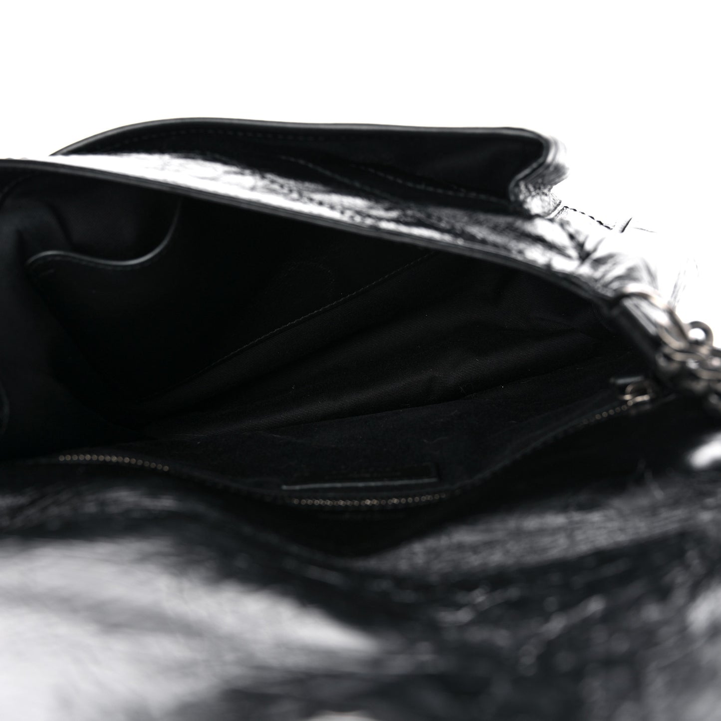 Crinkled Calfskin Matelasse Monogram Medium Niki Chain Satchel Black