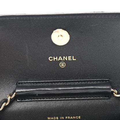 Chanel Lambskin Quilted Mini Coco Bow Clutch With Chain Black 6 of 10