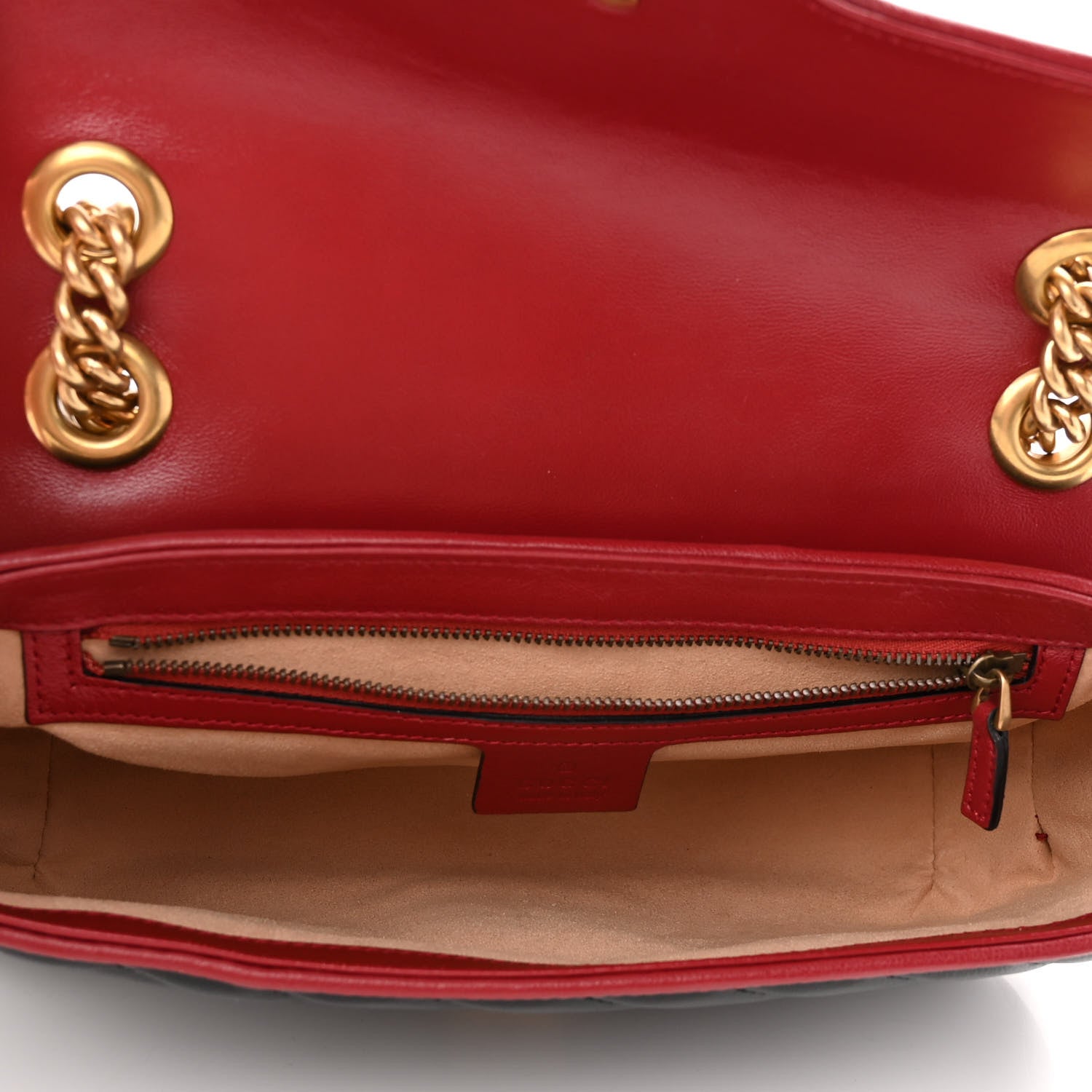 Gucci Vintage Effect Calfskin Matelasse Diagonal Small Torchon GG Marmont Shoulder Bag Black Romantic Cherry 7 of 11