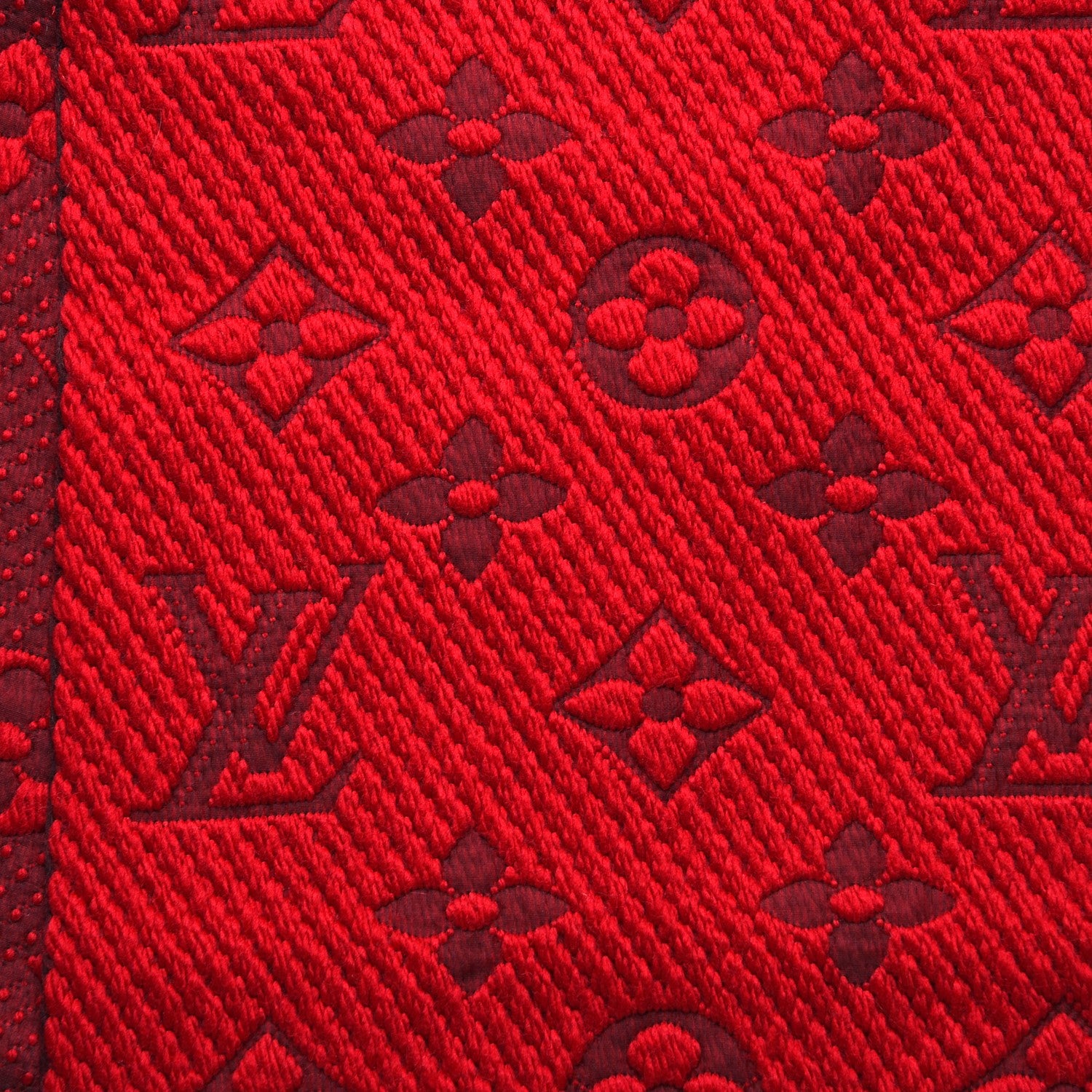 Louis Vuitton Wool Silk Logomania Scarf Rubis 3 of 5