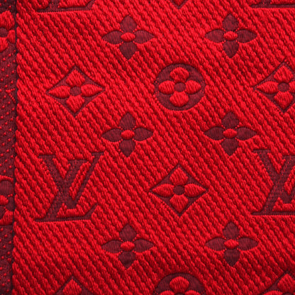 Louis Vuitton Wool Silk Logomania Scarf Rubis 3 of 5