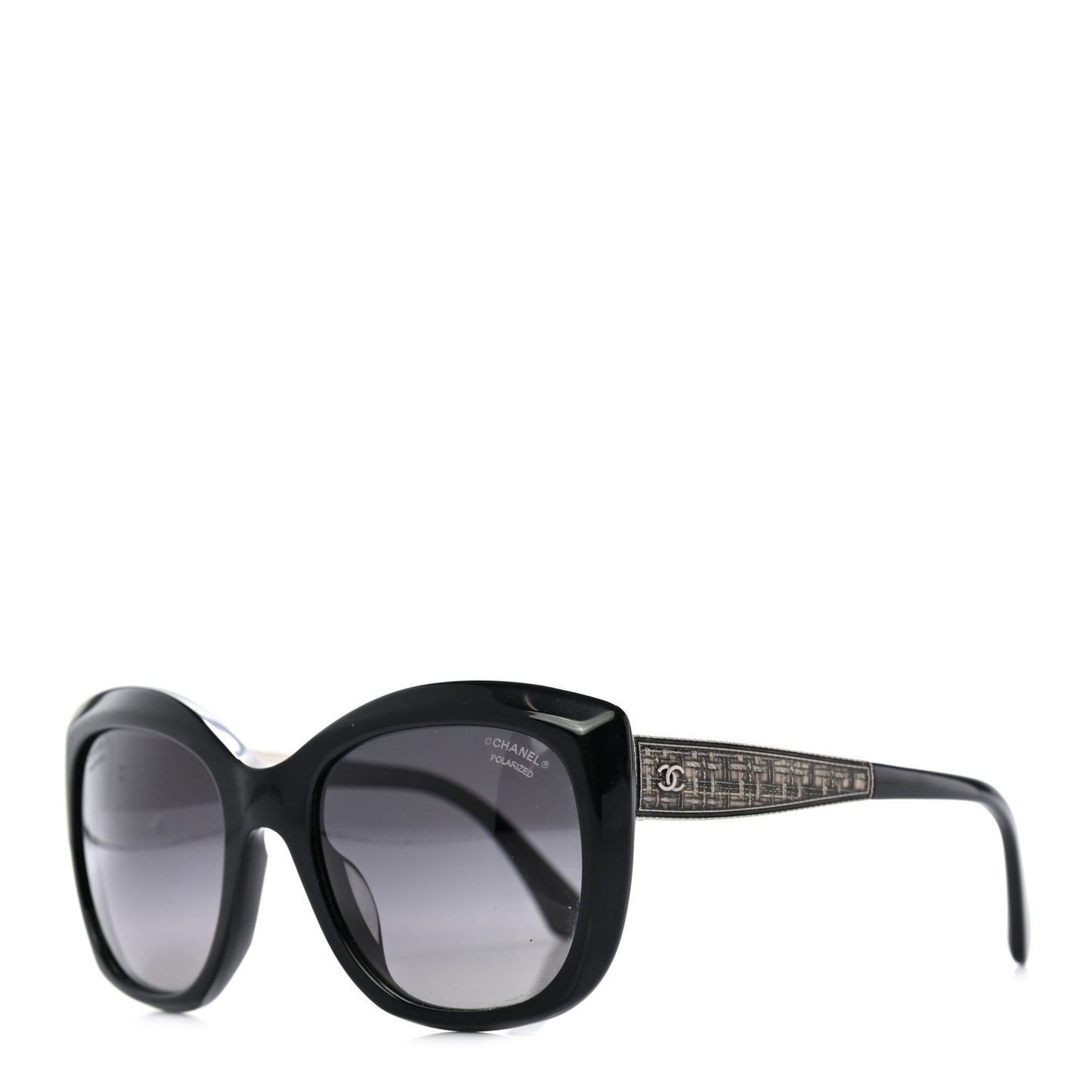Acetate Tweed Effect CC Sunglasses Black