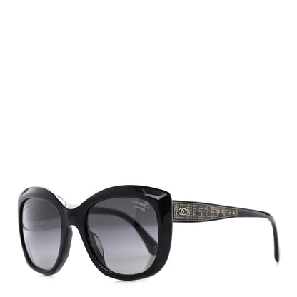 Chanel Acetate Tweed Effect CC Sunglasses Black 1 of 8