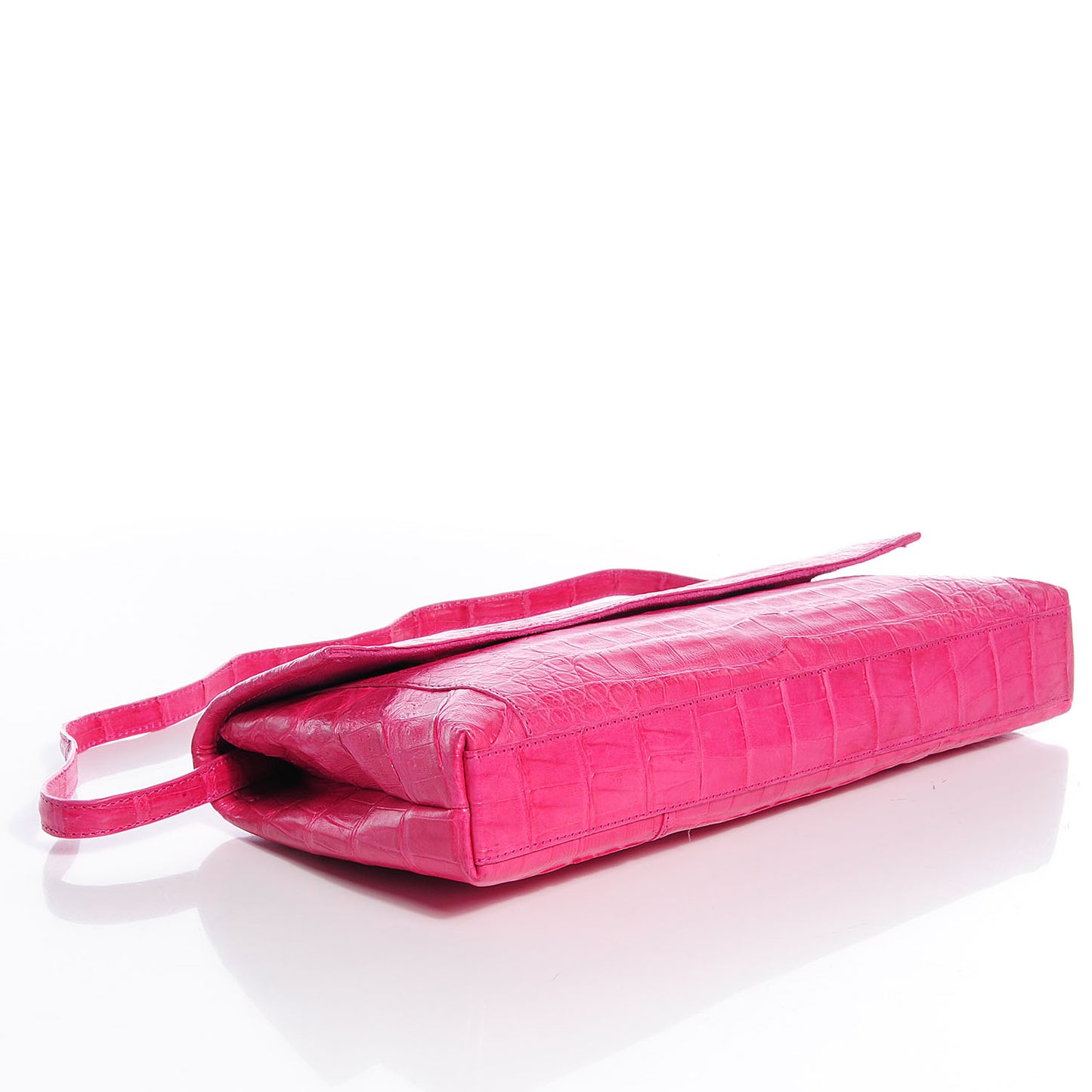 Crocodile Soft Flap Clutch Pink