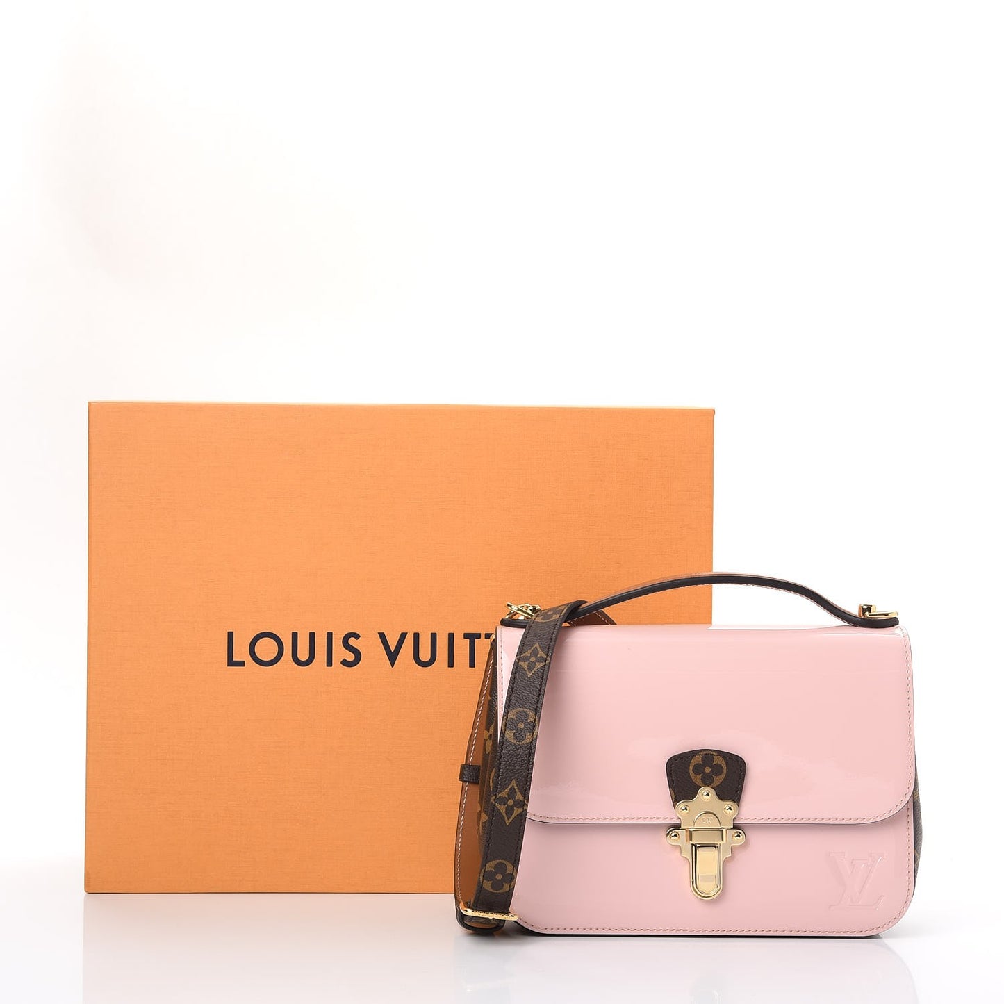 Patent Calfskin Monogram Cherrywood BB Rose Ballerine