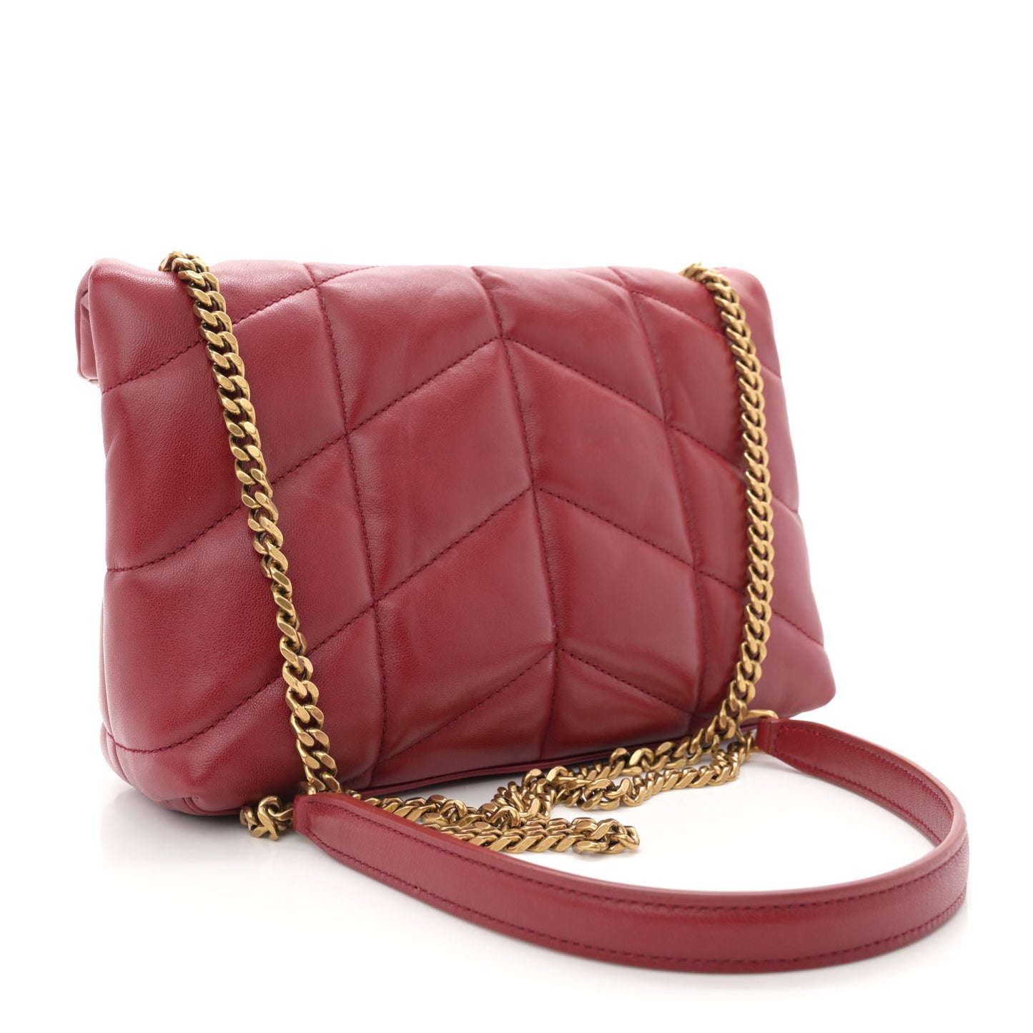 Lambskin Quilted Toy Loulou Puffer Monogram Chain Satchel Red