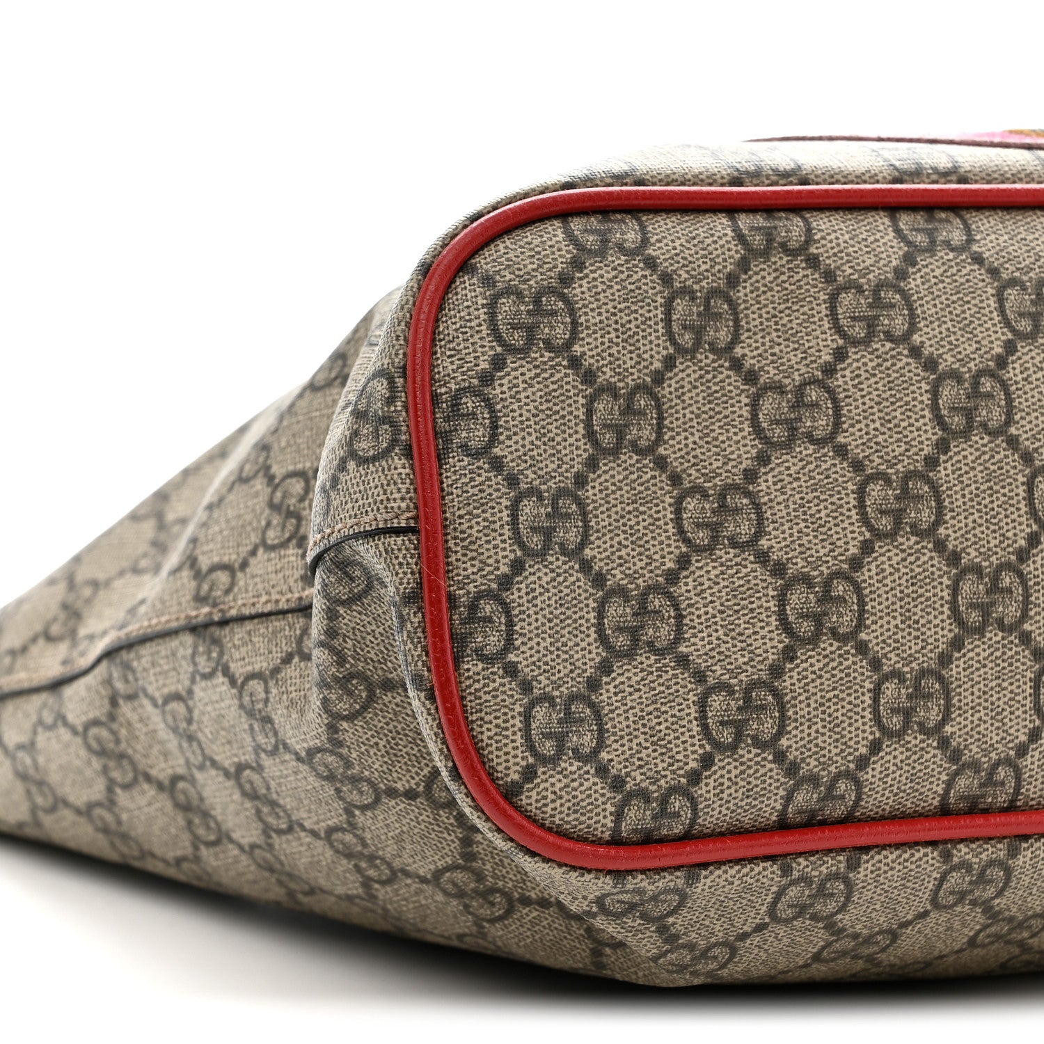Gucci Soft GG Supreme Monogram Web Bosco Patch Small Crossbody Tote Beige Malva Hibiscus Red 11 of 21