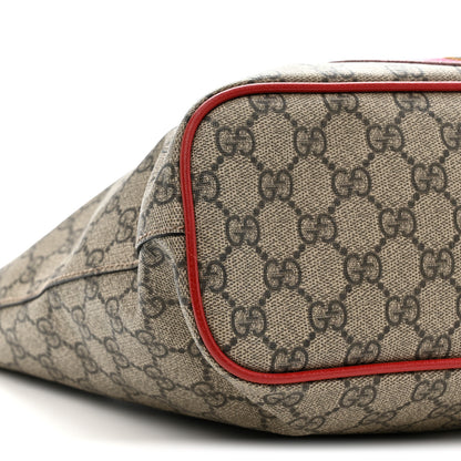 Gucci Soft GG Supreme Monogram Web Bosco Patch Small Crossbody Tote Beige Malva Hibiscus Red 11 of 21
