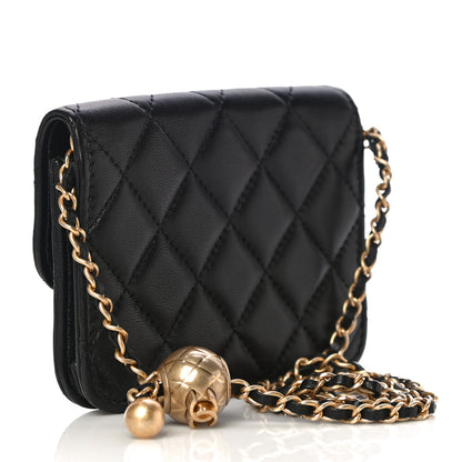Chanel Lambskin Quilted Pearl Crush Clutch With Chain Black 3 of 12