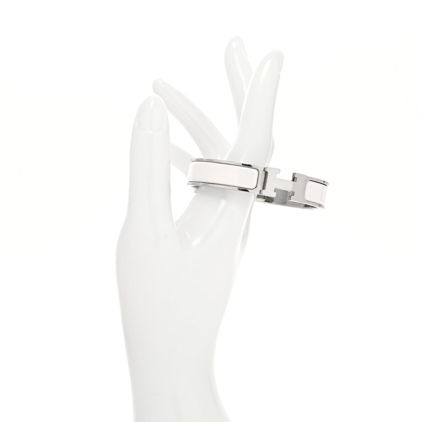 Enamel Narrow Clic Clac H Bracelet PM White