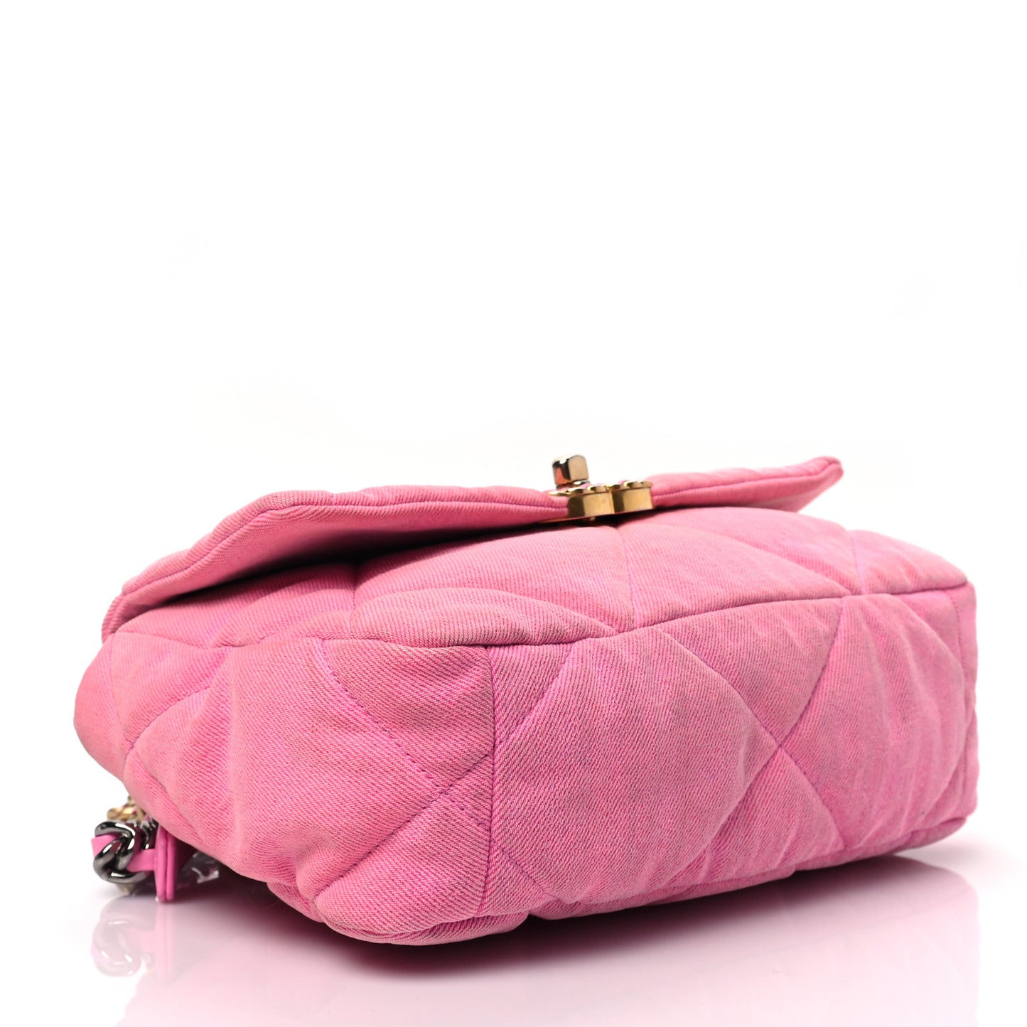 Denim Quilted Medium Chanel 19 Flap Neon Pink