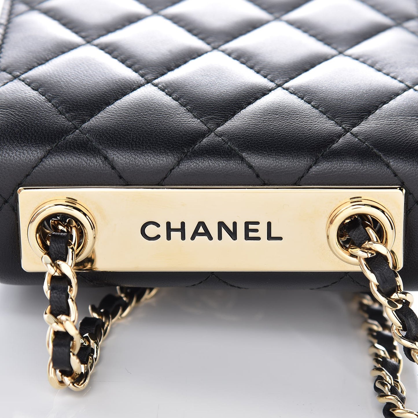 Lambskin Quilted Trendy CC Phone Holder Black