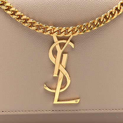 Saint Laurent Grain De Poudre Small Monogram Kate Satchel Dark Beige 7 of 9