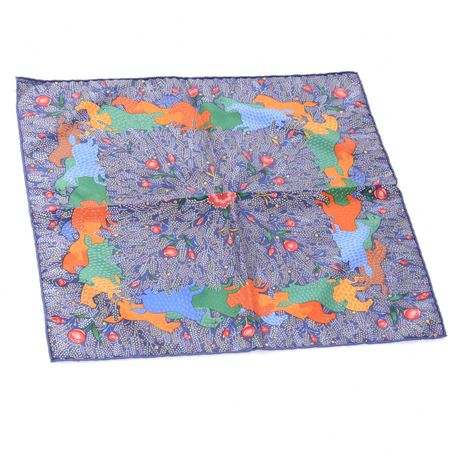 Hermes Silk Cavale Joyeuse Pocket Square Scarf 2 of 6