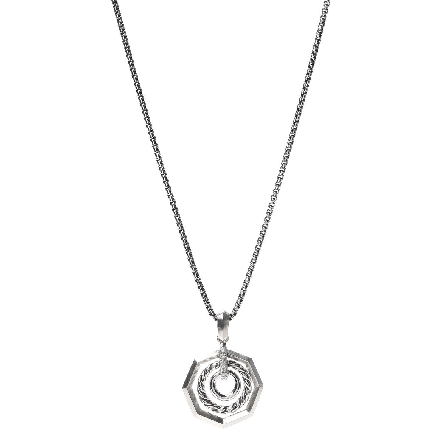 David Yurman Sterling Silver Diamond Stax Pendant Necklace 1 of 4