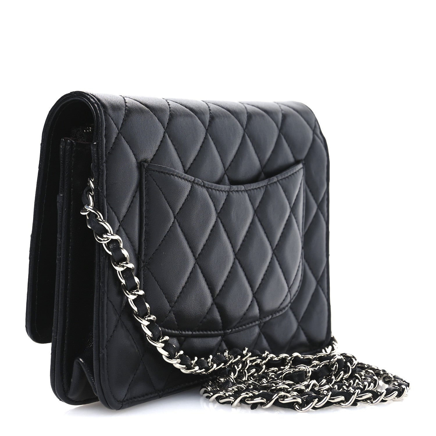 Chanel Lambskin Quilted Wallet On Chain WOC Black 3 of 12