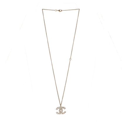 Chanel Crystal Pearl CC Pendant Necklace Gold 3 of 7