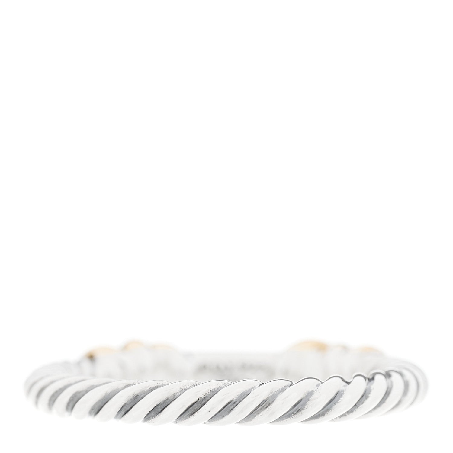 David Yurman Sterling Silver 18K Yellow Gold Diamond Petite Helena Wrap Ring 54 7 3 of 5