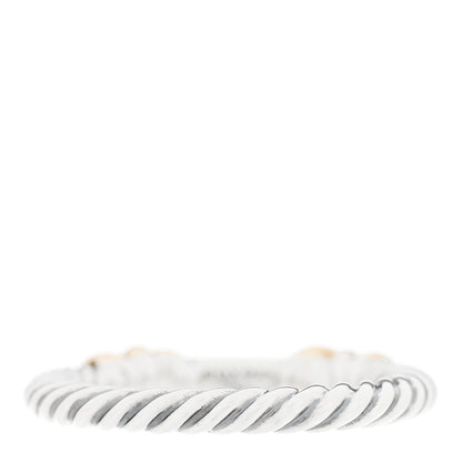 David Yurman Sterling Silver 18K Yellow Gold Diamond Petite Helena Wrap Ring 54 7 3 of 5