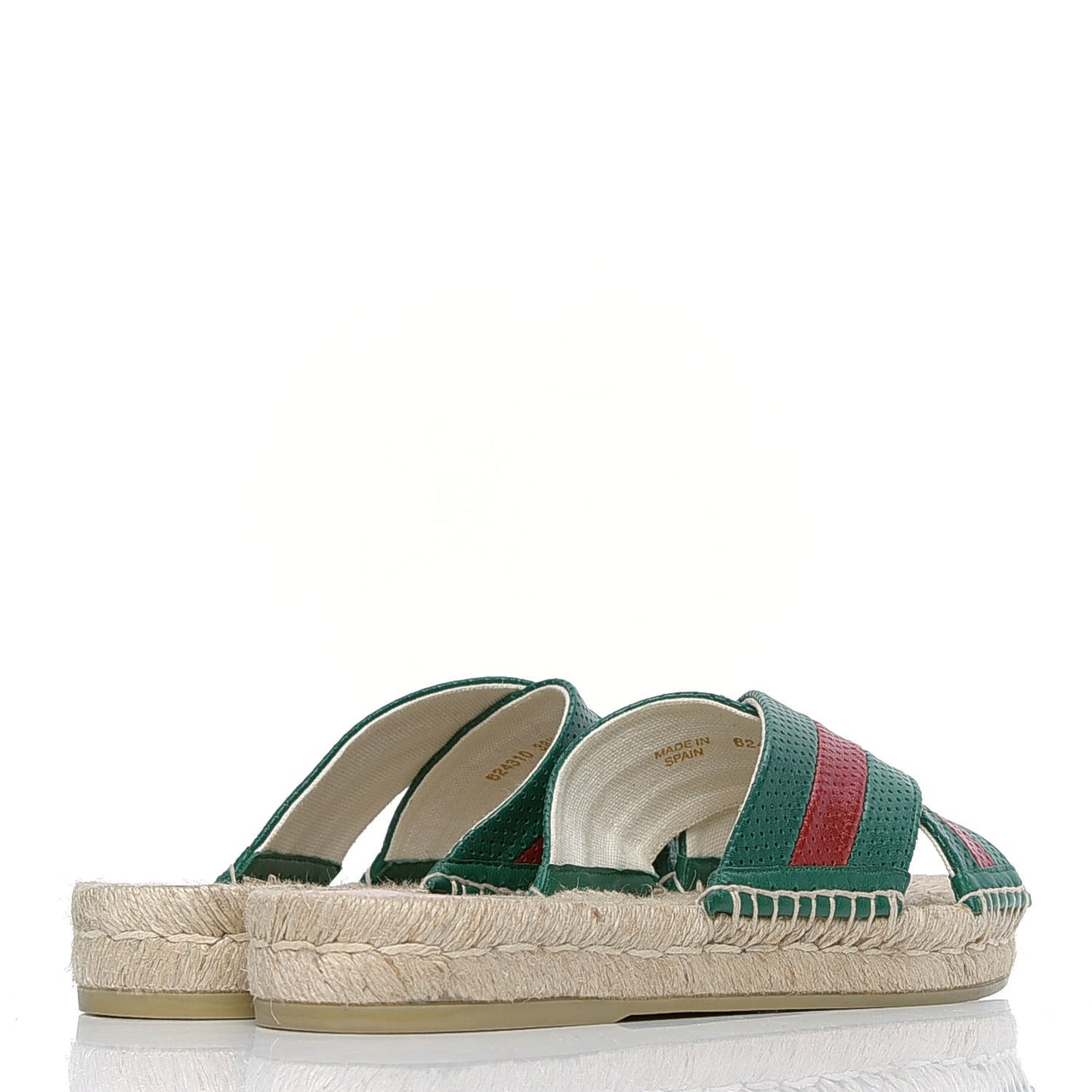 Malaga Kid Perforated Criss Cross Espadrille Slide Sandals 38.5 Emerald Hibiscus Red