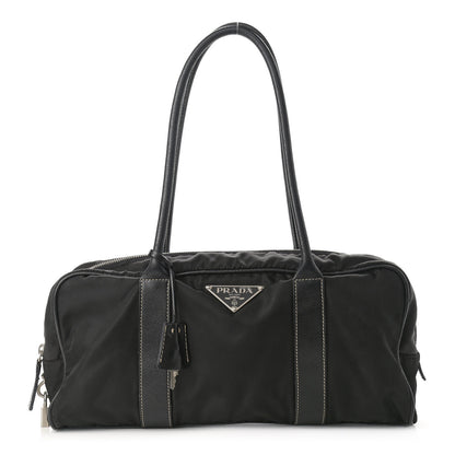 Prada Tessuto Nylon Calfskin Shoulder Bag Black 1 of 13