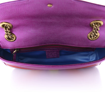 Gucci Metallic Calfskin Matelasse Small GG Marmont Shoulder Bag Fuchsia 5 of 11
