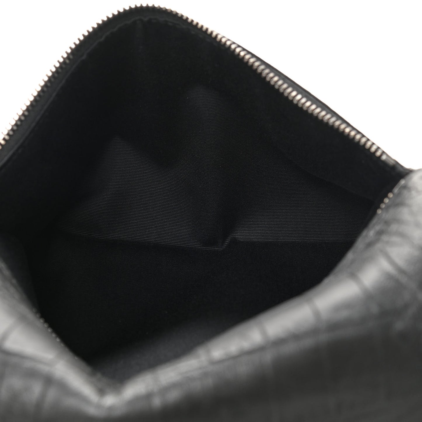 Calfskin Crocodile Embossed Medium West Hollywood Monogram Fold-Over Black