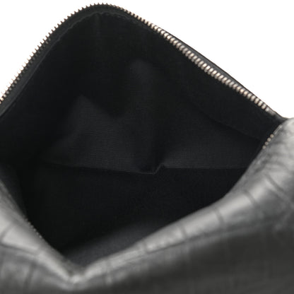 Saint Laurent Calfskin Crocodile Embossed Medium West Hollywood Monogram Fold-Over Black 5 of 14