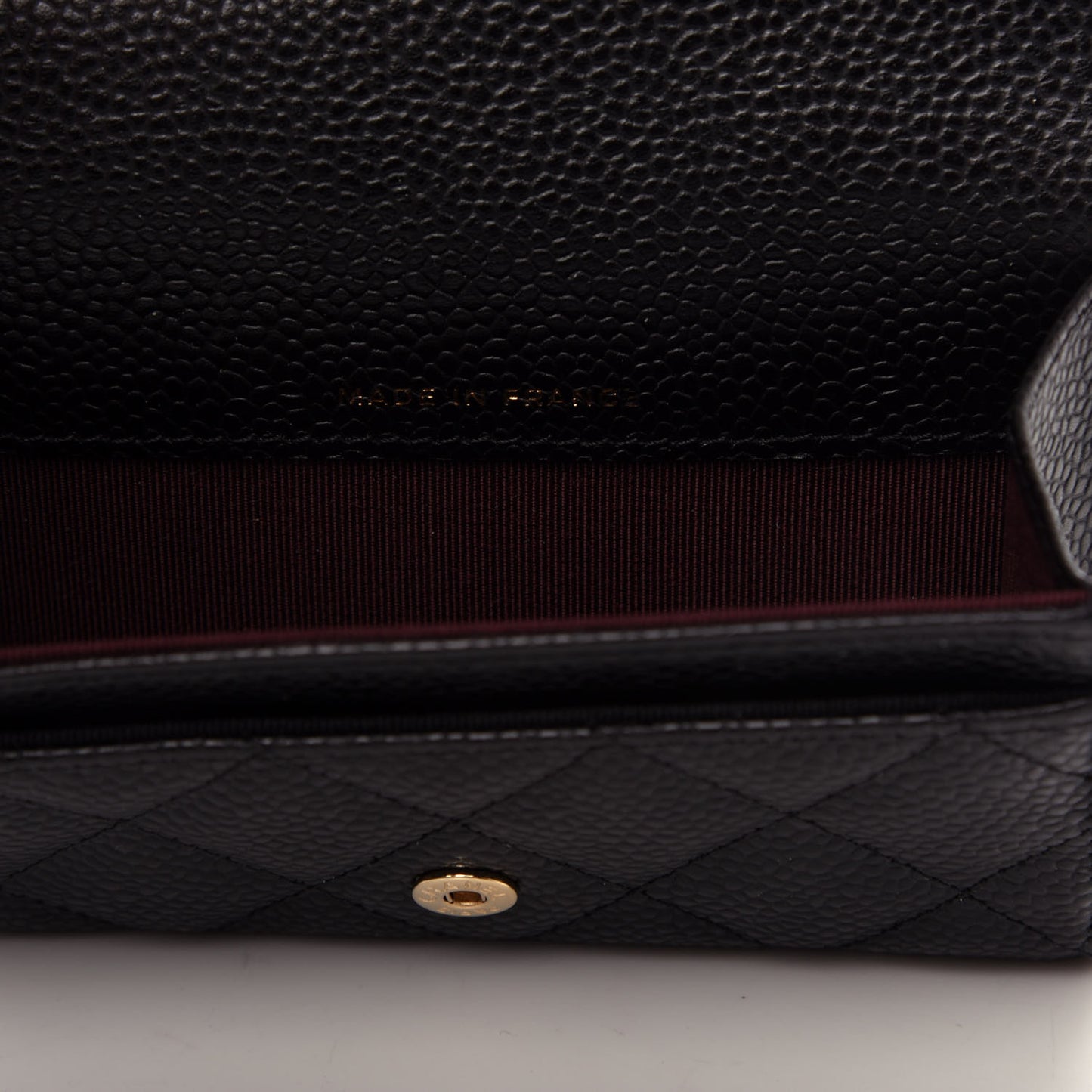 Caviar Quilted Flap Card Holder Wallet Black