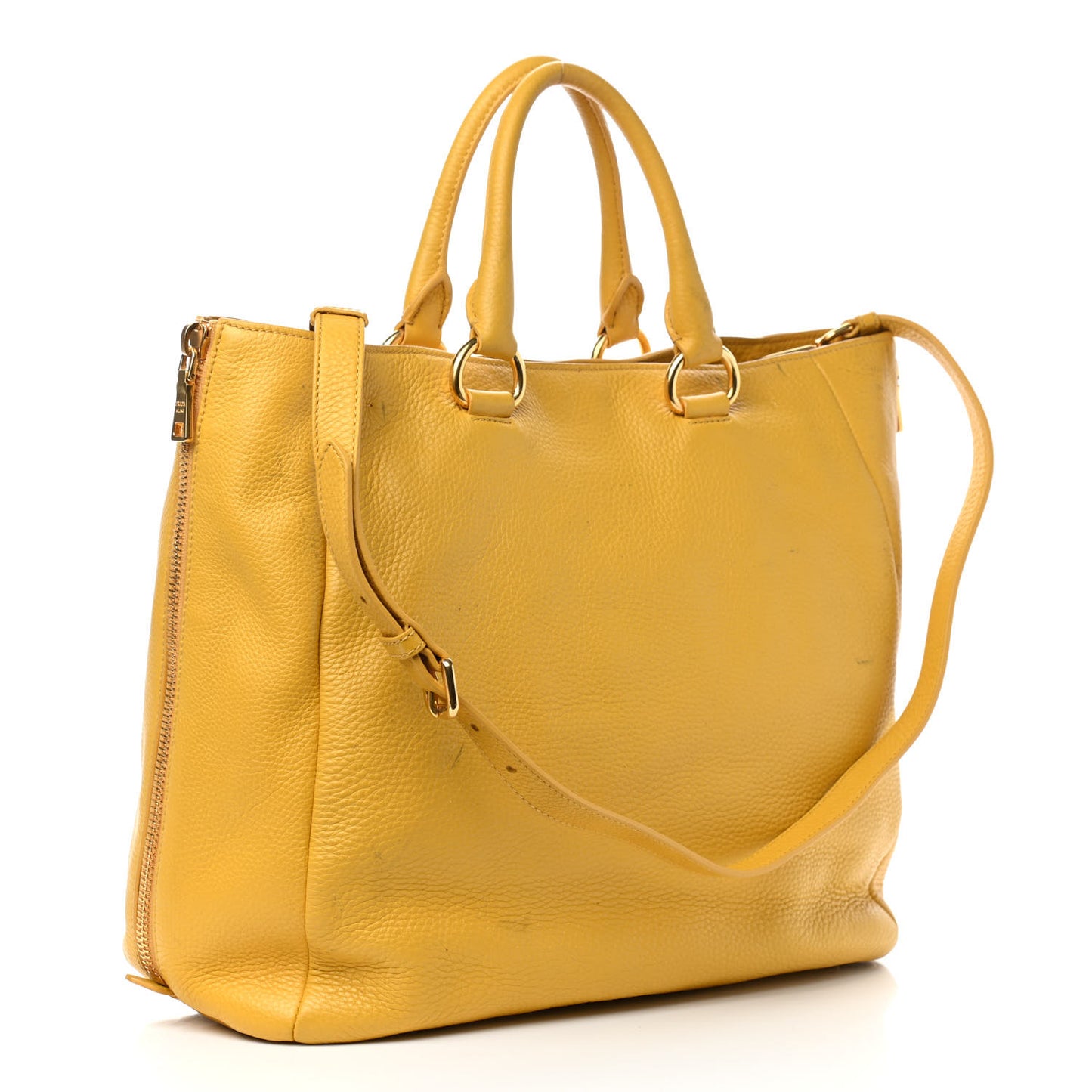 Vitello Daino Side Zip Tote Mimosa