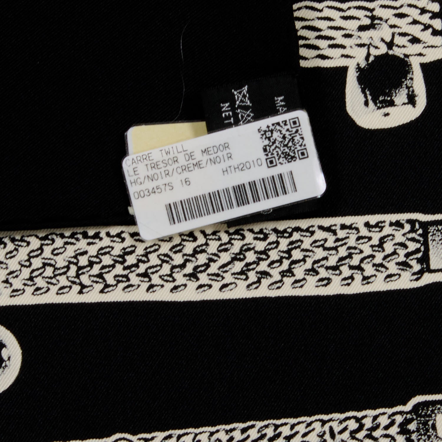 Hermes Silk Le Tresor De Medor Scarf 90 Black Creme 3 of 3