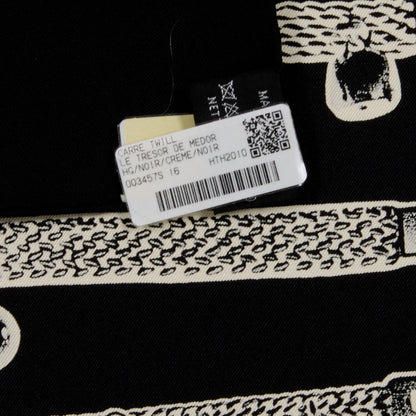 Hermes Silk Le Tresor De Medor Scarf 90 Black Creme 3 of 3
